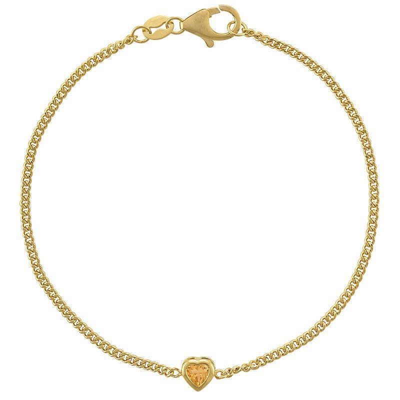 Designs by Gioelli 14k Gold Over Sterling Silver Gemstone Curb Chain Bracelet, Womens, Peridot Product Image