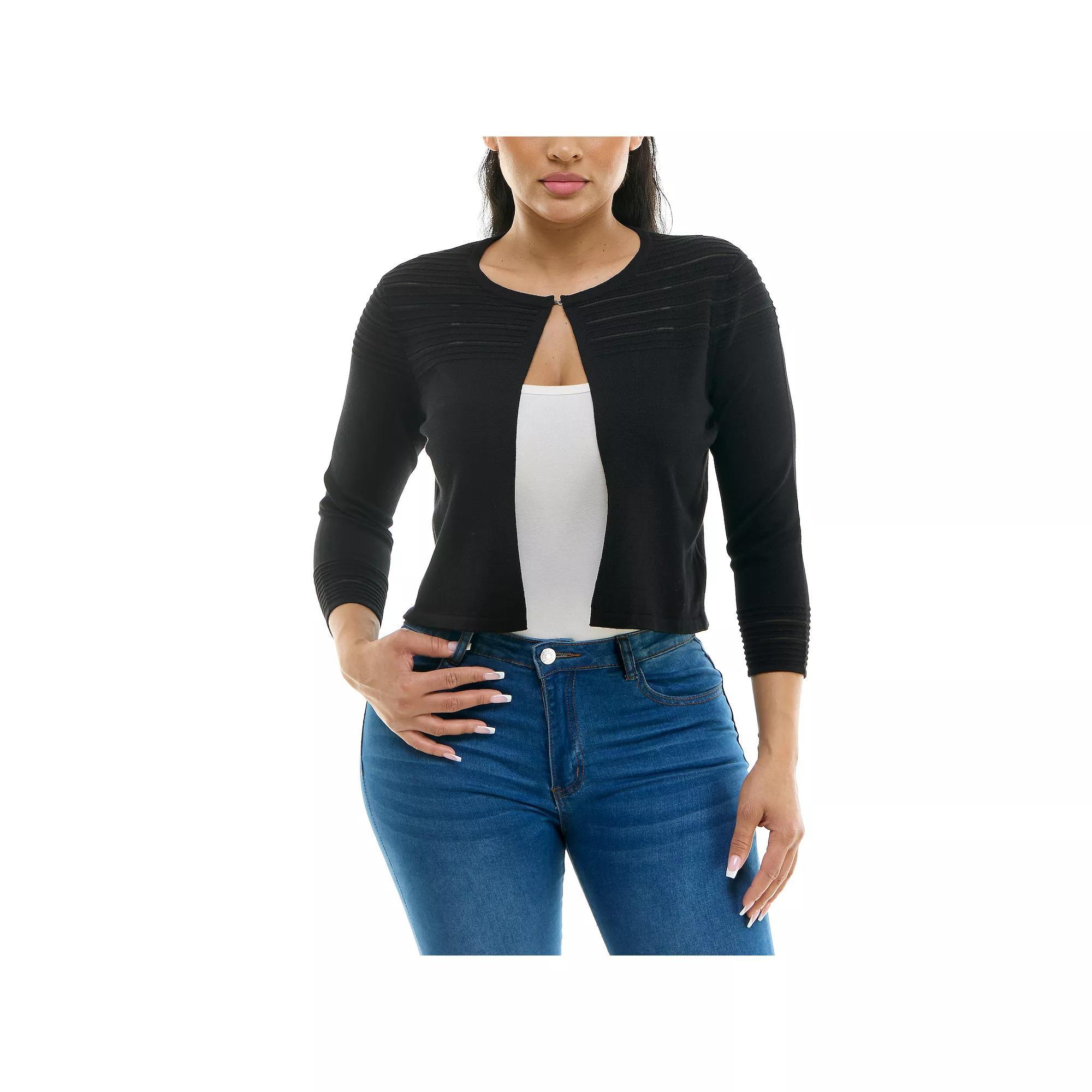 Women's Nina Leonard Knit Bolero Cardigan, Size: XL, Black Product Image