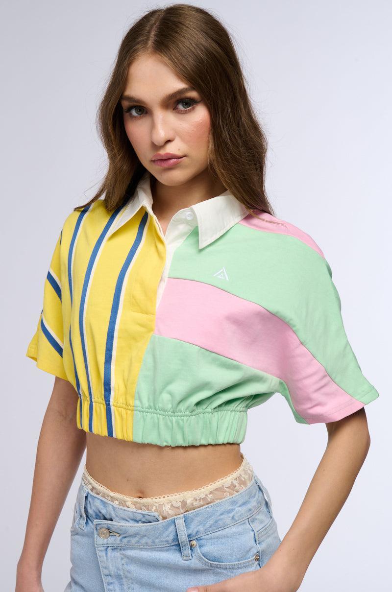DONT LOOK BACK CROP COLLARED TEE Product Image