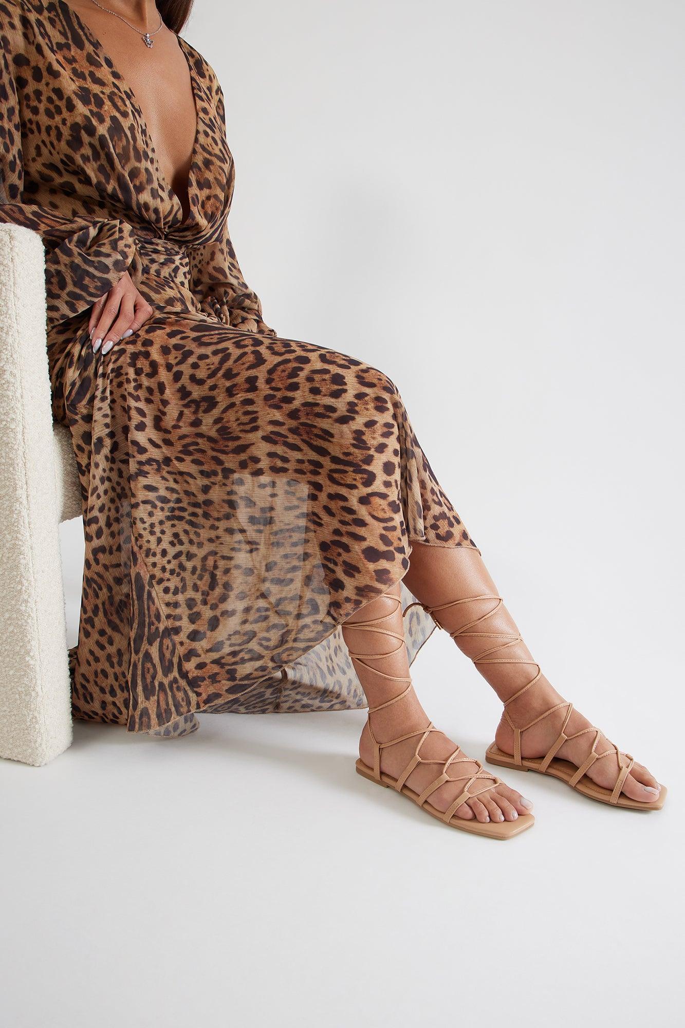 Lyle Wrap Up Sandals - Camel Product Image