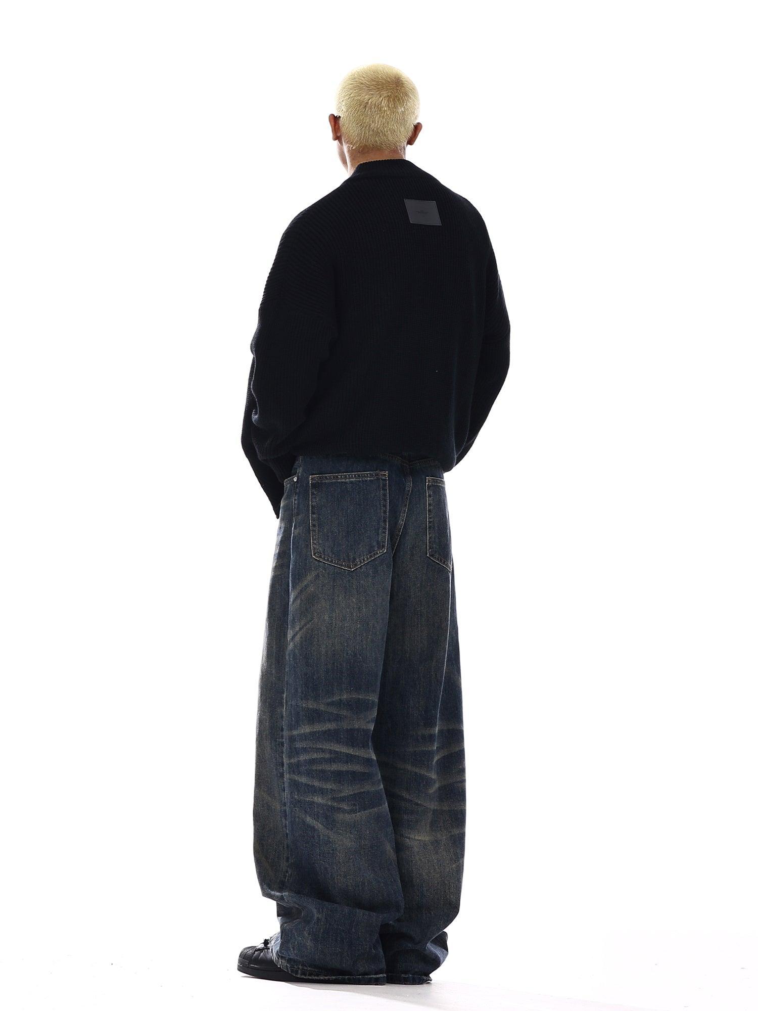 RT No. 12541 WASHED BLUE DENIM STRAIGHT JEANS Product Image