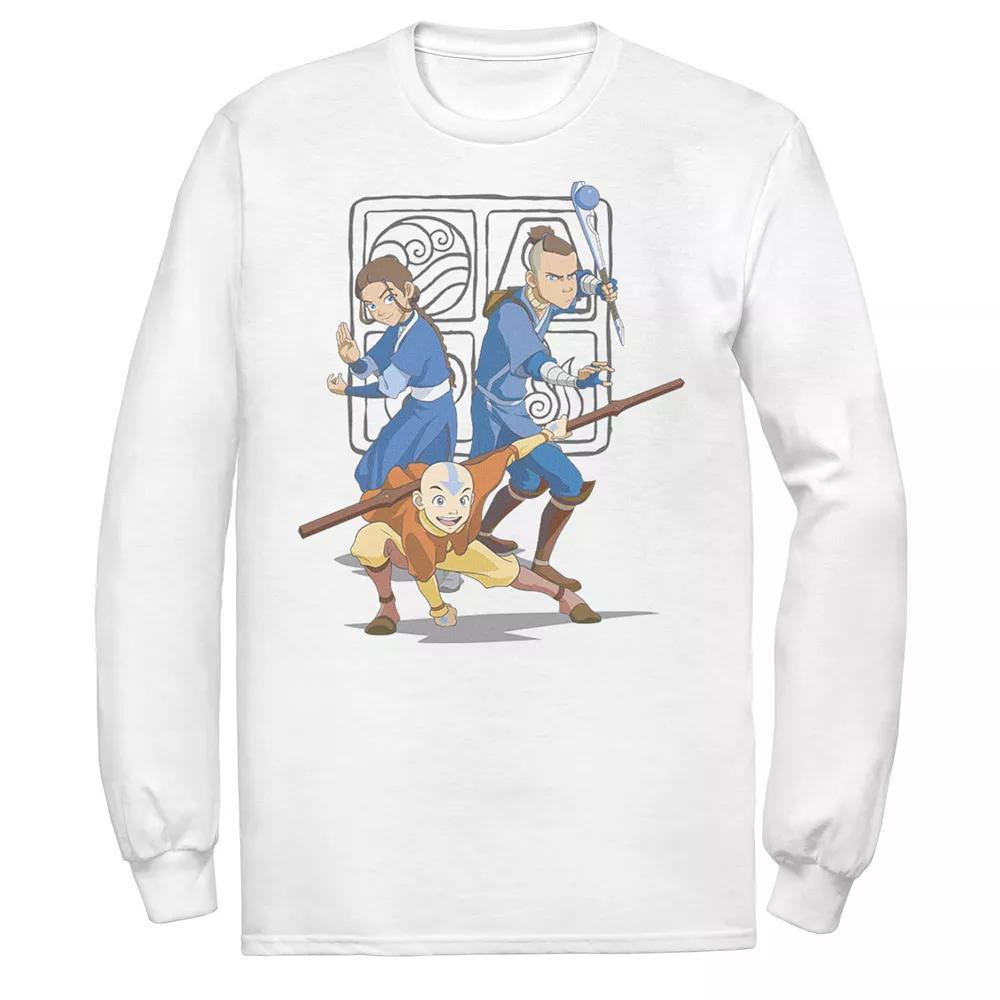 Men's Nickelodeon Avatar The Last Airbender Main Cast Group Shot Symbol Long Sleeve Graphic Tee, Size: XXL, Athletic Grey Product Image