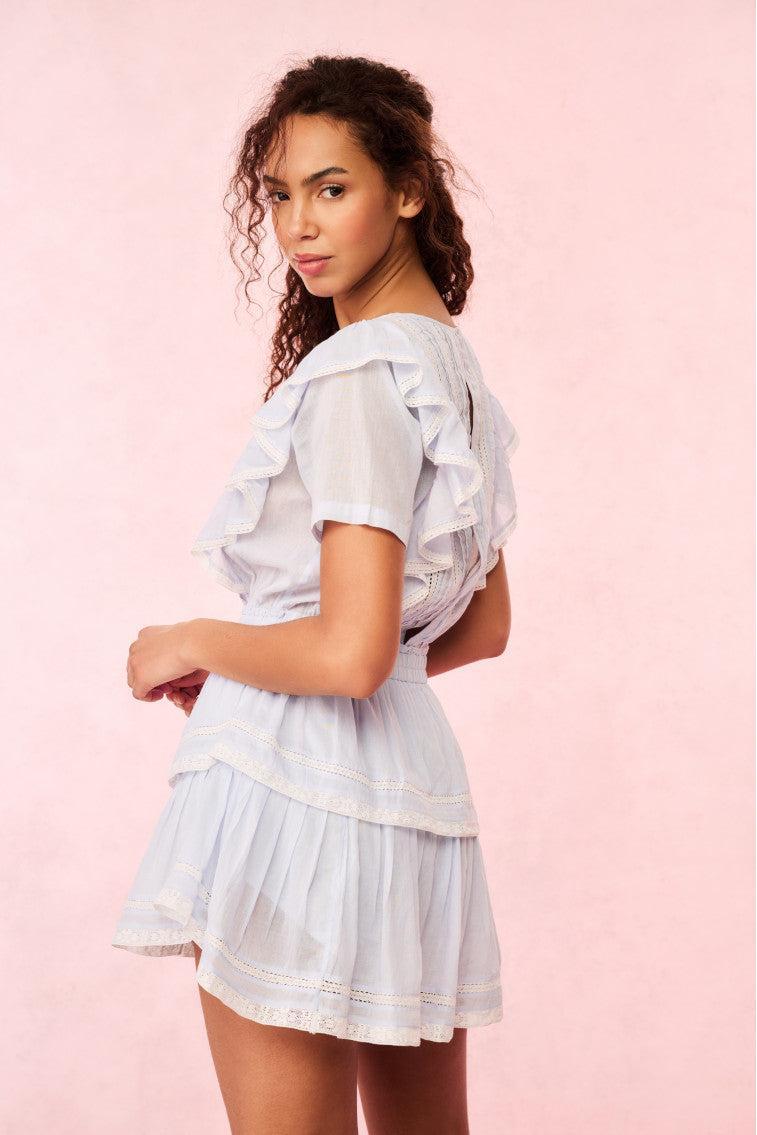Natasha Blue Cotton Mini Dress - BABY BLUEBELL / XL Product Image