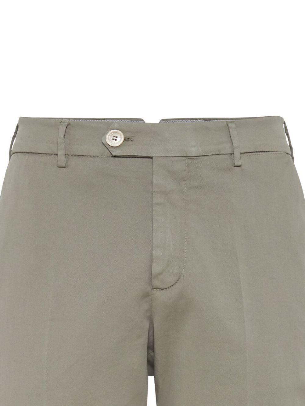 BRUNELLO CUCINELLI Low-rise Tapered Chino Trousers In Green Product Image