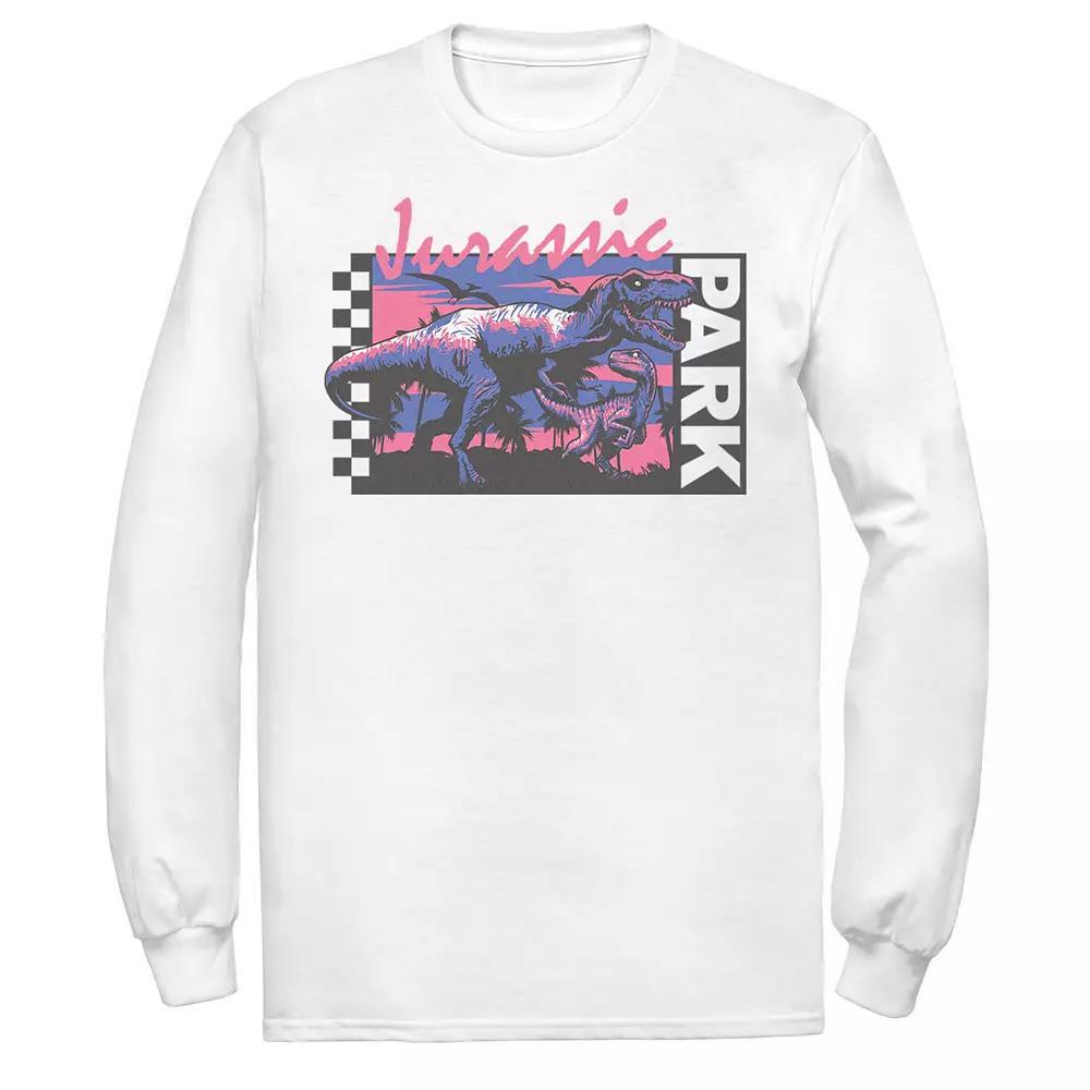 Men's Jurassic Park Checkerboard T-Rex Panel Tee, Size: XL, White Product Image