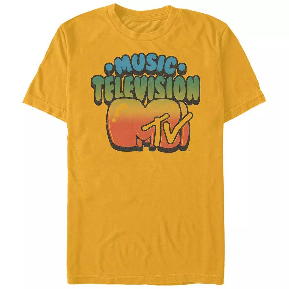 Men's MTV Bubble Letters Gradient Logo Graphic Tee, Size: Medium, Gold Product Image