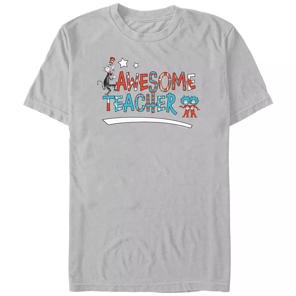 Men's Dr. Seuss Awesome Teacher Graphic Tee, Size: Small, Silver Product Image