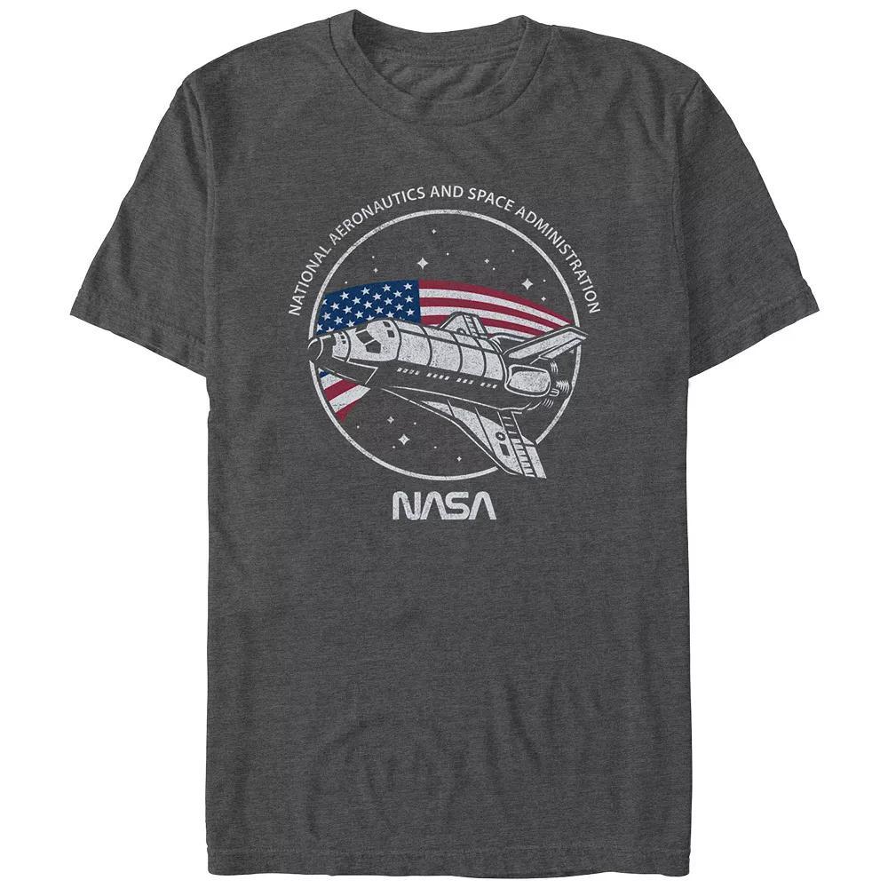 Men's Nasa USA Flag Stamp Graphic Tee, Size: Small, Grey Heather Product Image