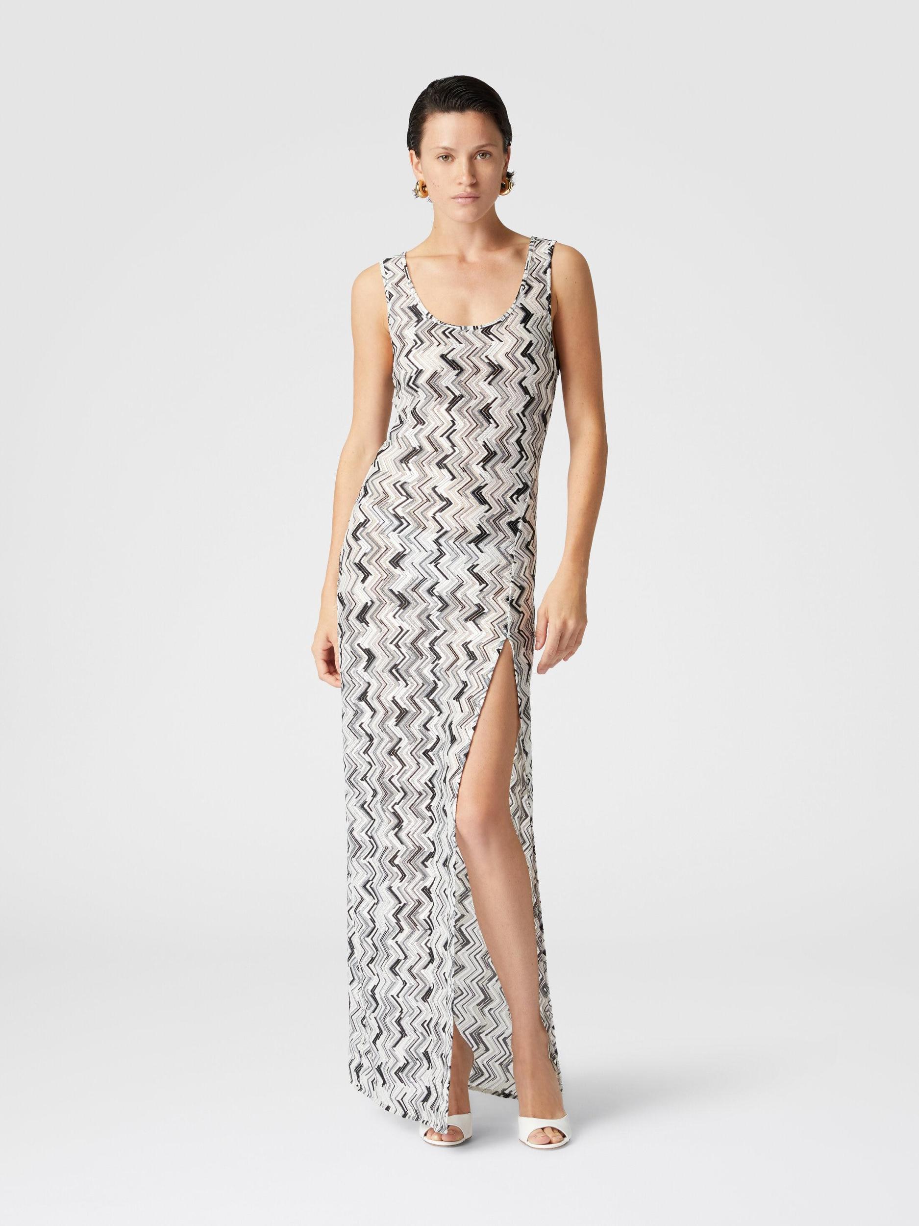 Long cover-up dress in slub zigzag viscose blend Product Image