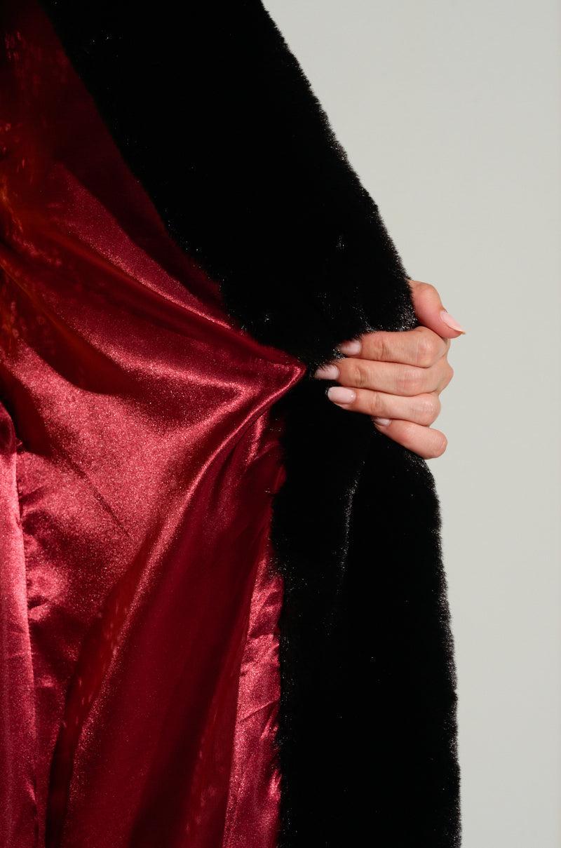 DAYANNE LONG SATIN LINING FAUX FUR TRENCH COAT Product Image