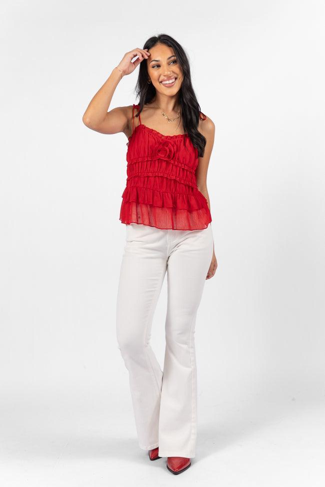 Maren White Stretchy Flare Jeans FINAL SALE Product Image