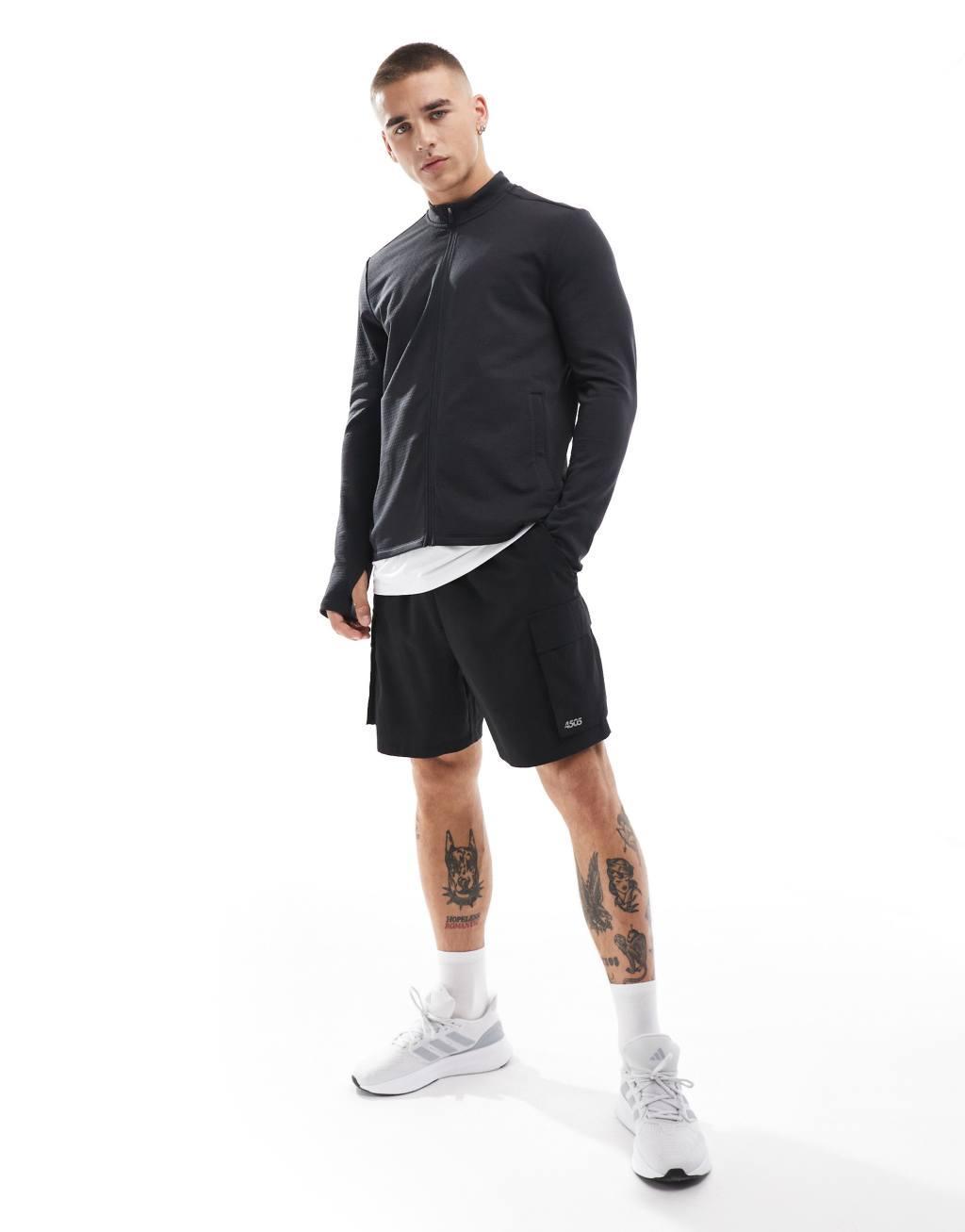 ASOS 4505 Running thermal training zip up track top in black Product Image