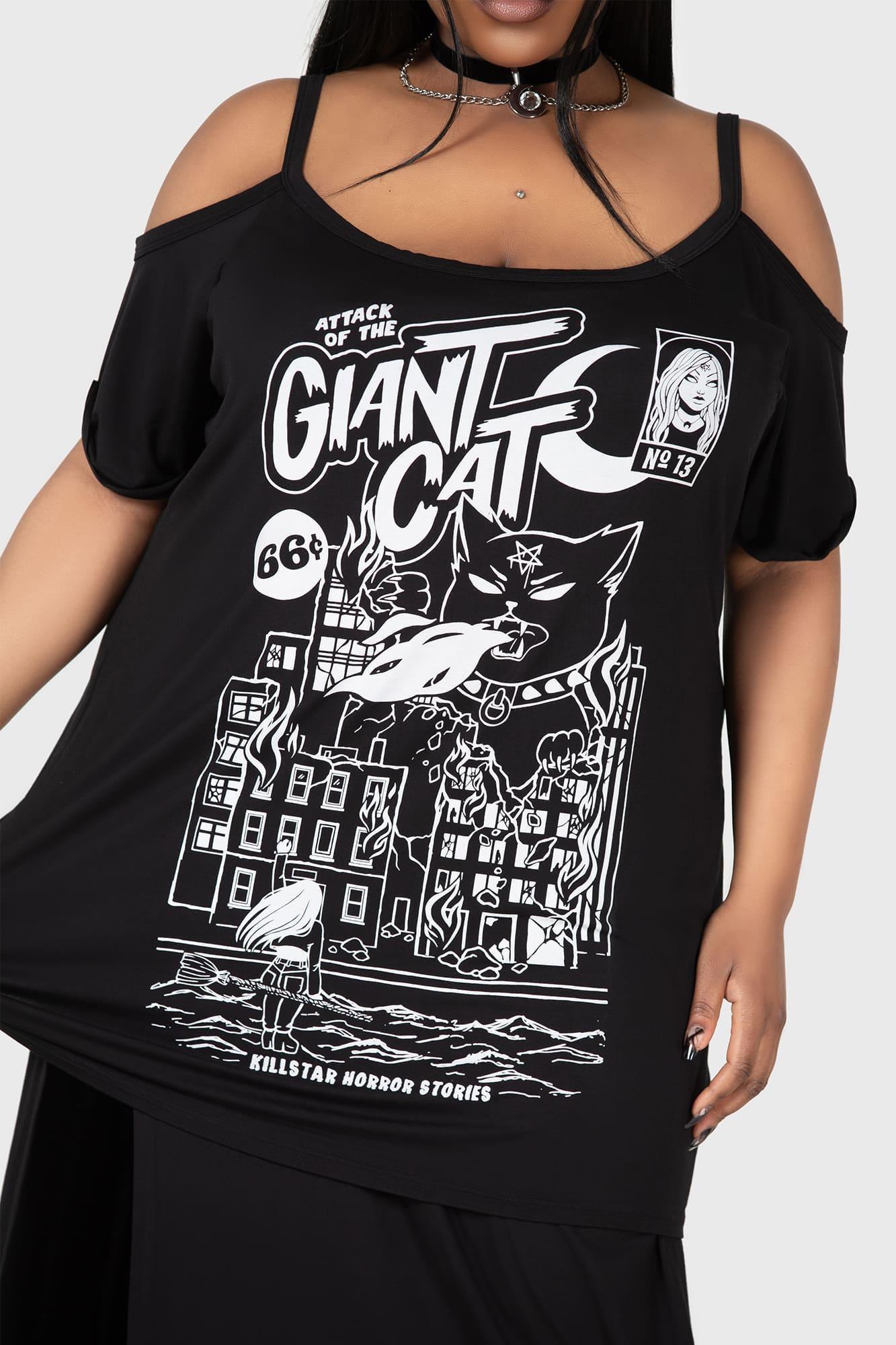 Cat Attack Distress Top - Resurrect Female Product Image