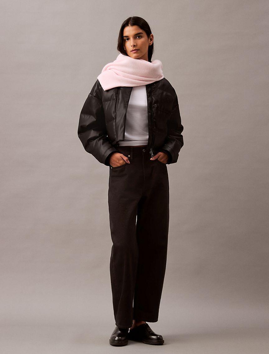 Calvin Klein Women's Classic Faux Leather Puffer Jacket - Black - XL Product Image
