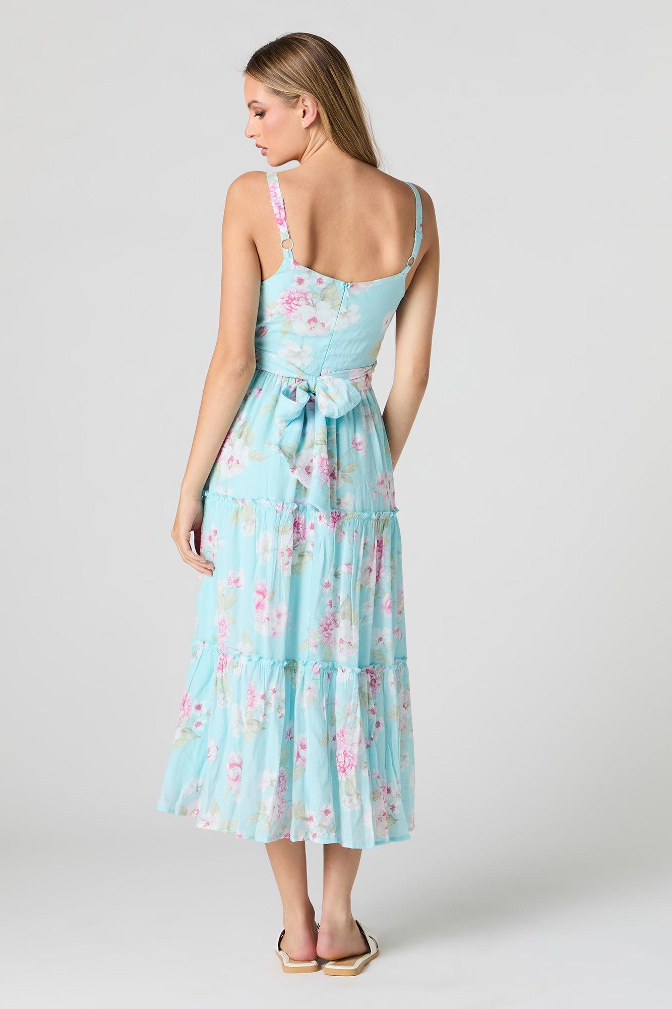 Tie Back Tiered Midi Dress Female Product Image