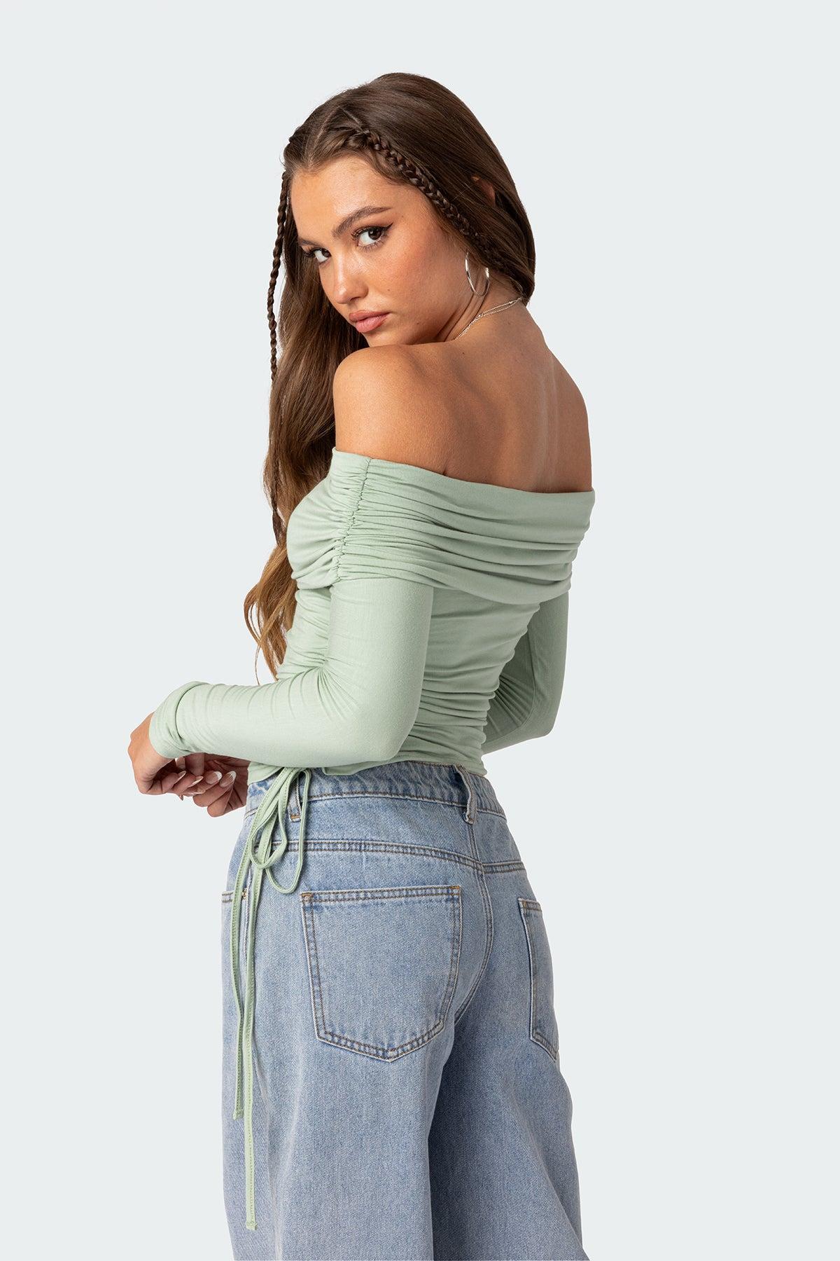 Gathered Fold Over Drawstring Top Product Image