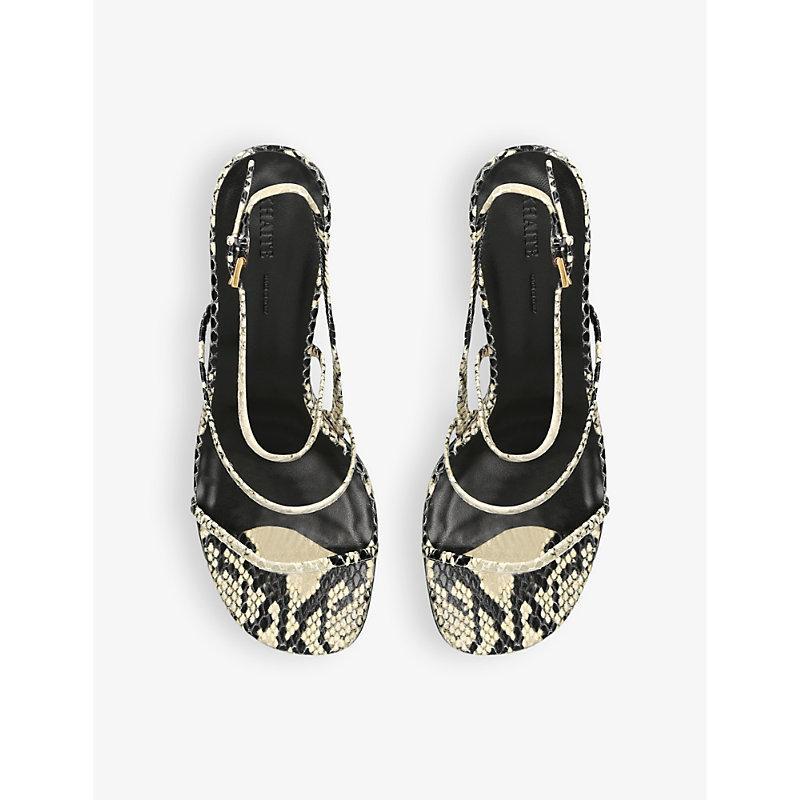 KHAITE Loop Snake-effect Leather Sandals In Beige Comb Product Image