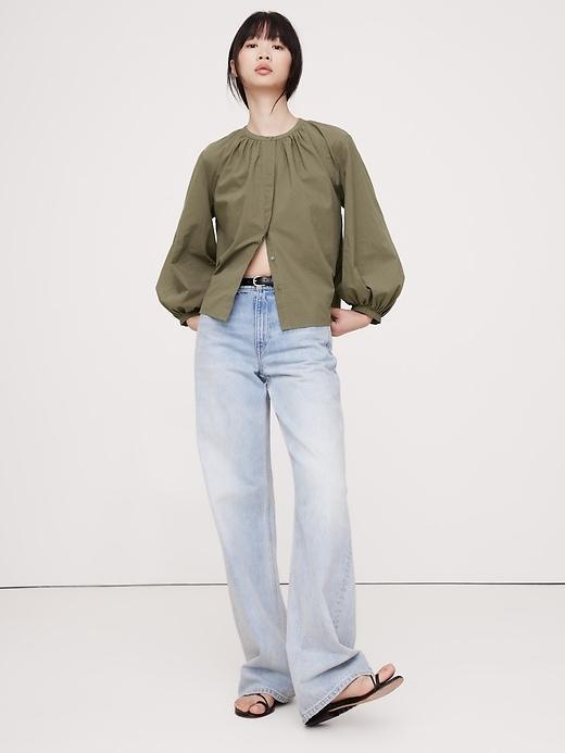 Cotton Voile Shirred Blouse Product Image