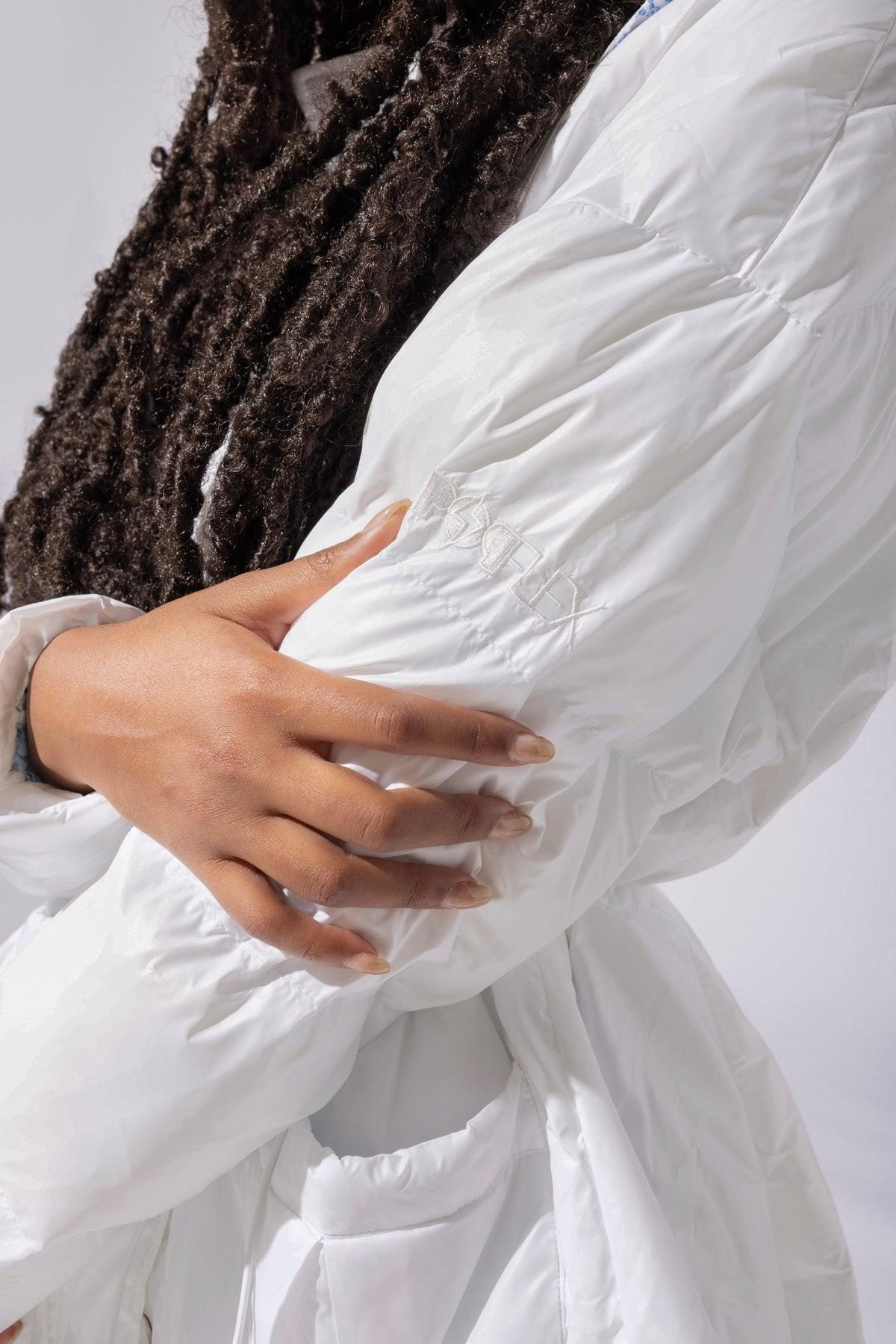 Pearl Peplum Puffer Jacket - White Product Image