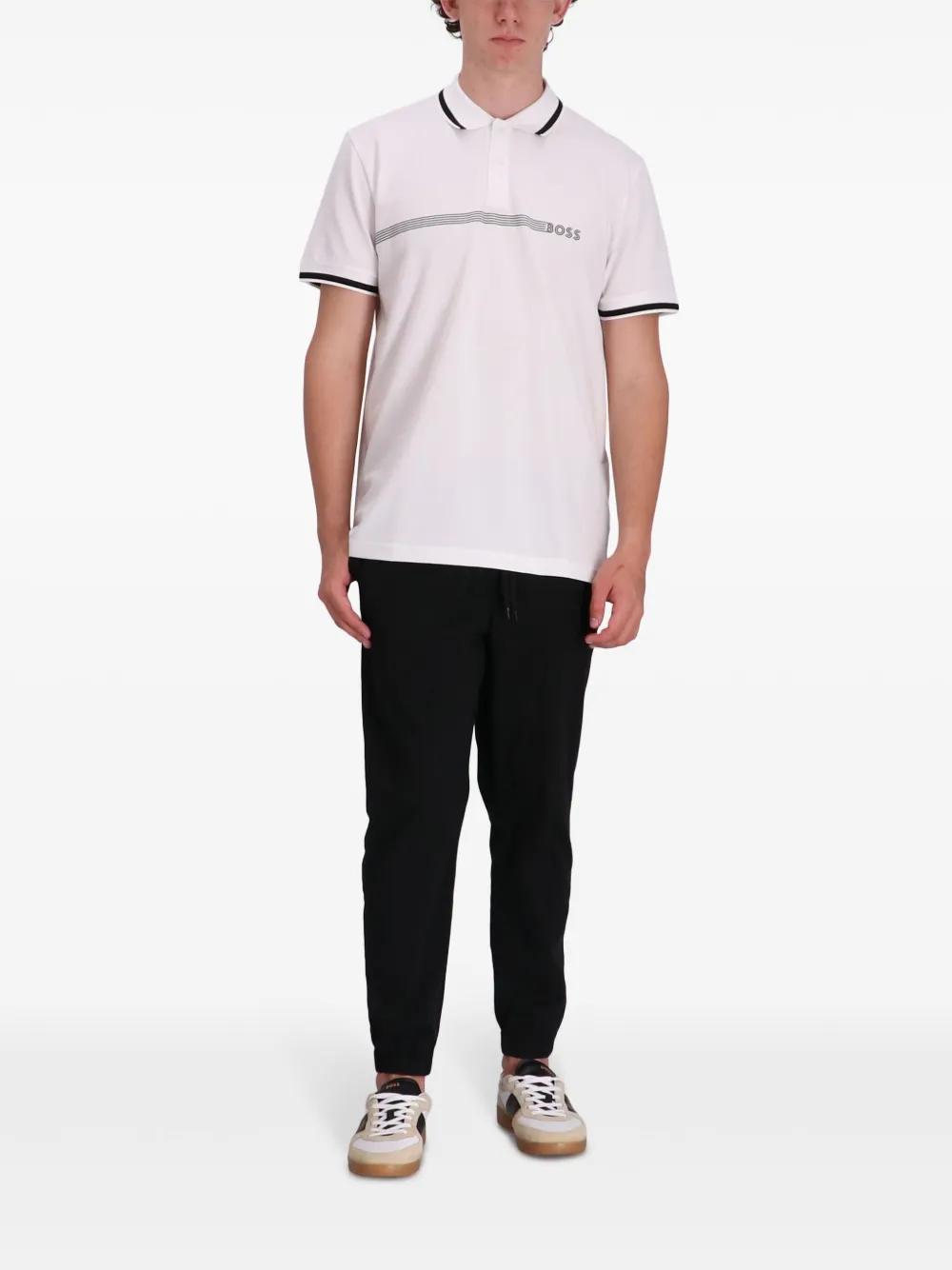 HUGO BOSS Cotton-blend Polo Shirt With Stripes And Logo In White Product Image