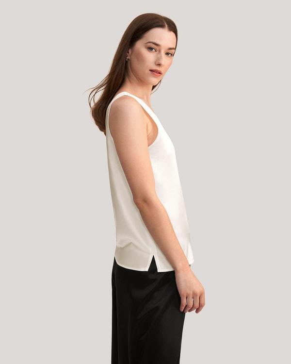 V-Neck Sleeveless Silk Tank Top Product Image