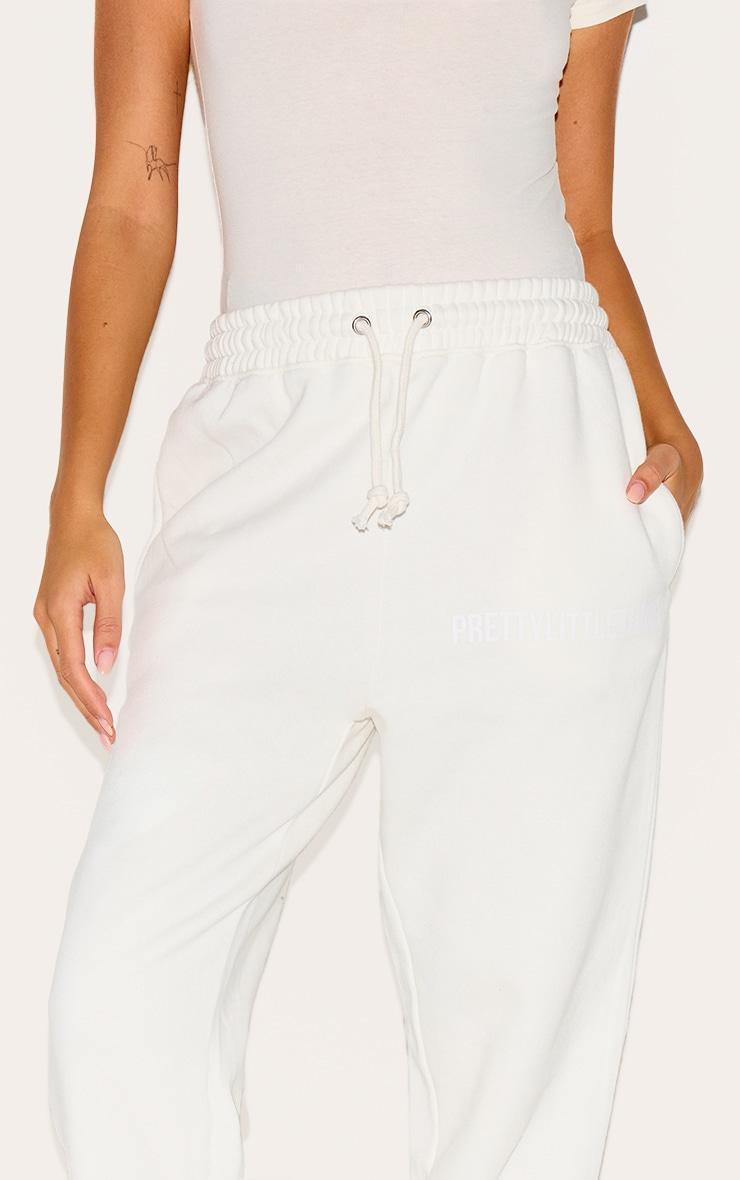 PRETTYLITTLETHING Off White High Waisted Washed Cuffed Sweatpants Product Image