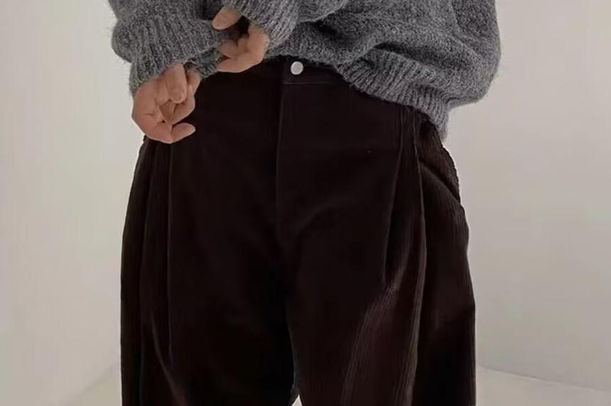 Crew Neck Plain Oversized Sweater Product Image