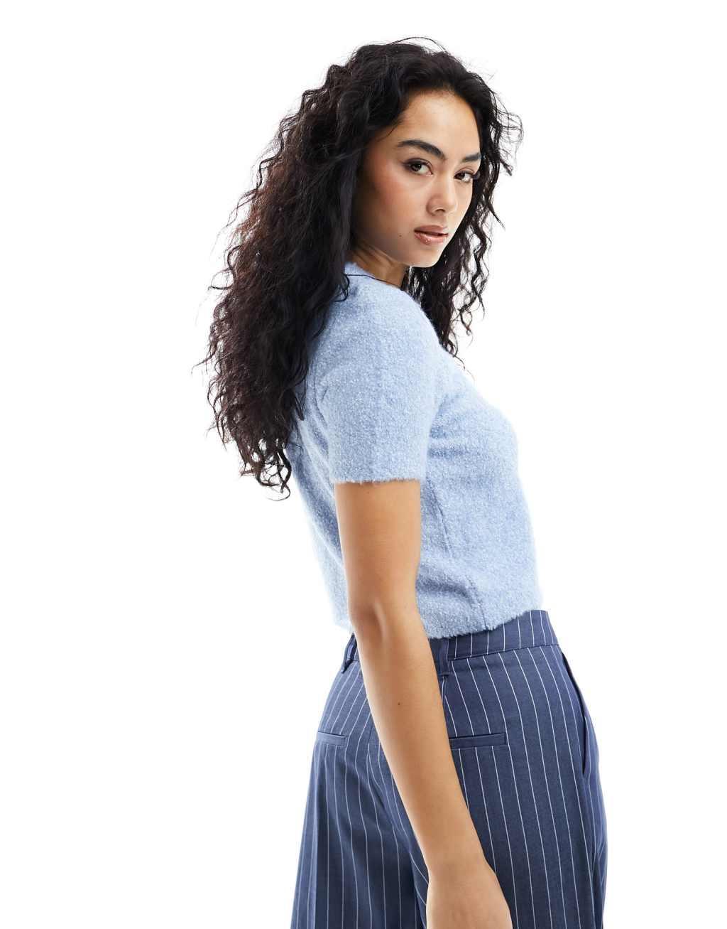 ASOS DESIGN knit button front short sleeve cardigan Product Image