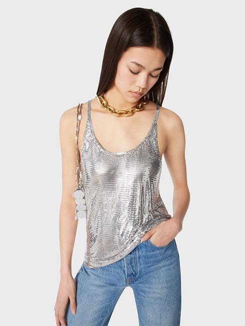 Silver chainmail top Product Image