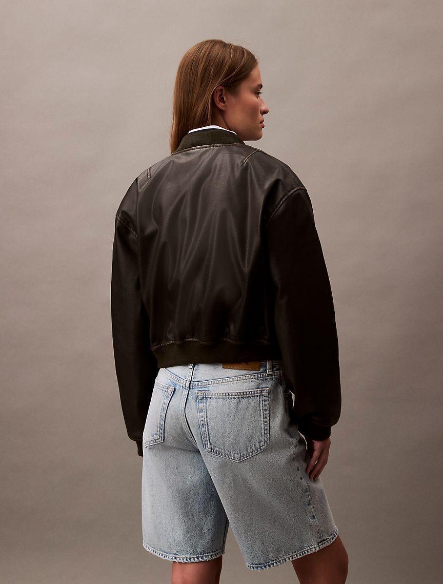 Faux Leather Bomber Jacket Product Image