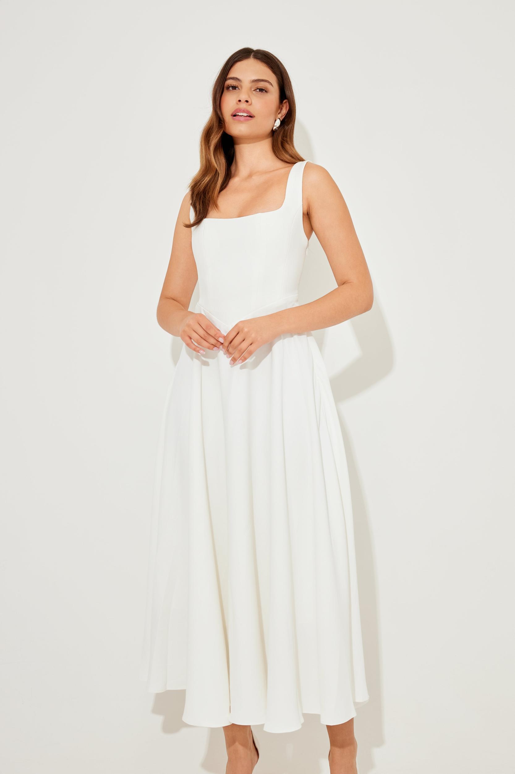 The Ultimate Muse High Waist Square Neck Midi Dress Product Image