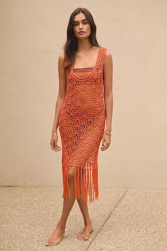 Blue Tassel Crochet Fringe Tunic Product Image