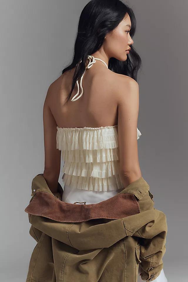 By Anthropologie Strapless Halter Ruffle Blouse Product Image