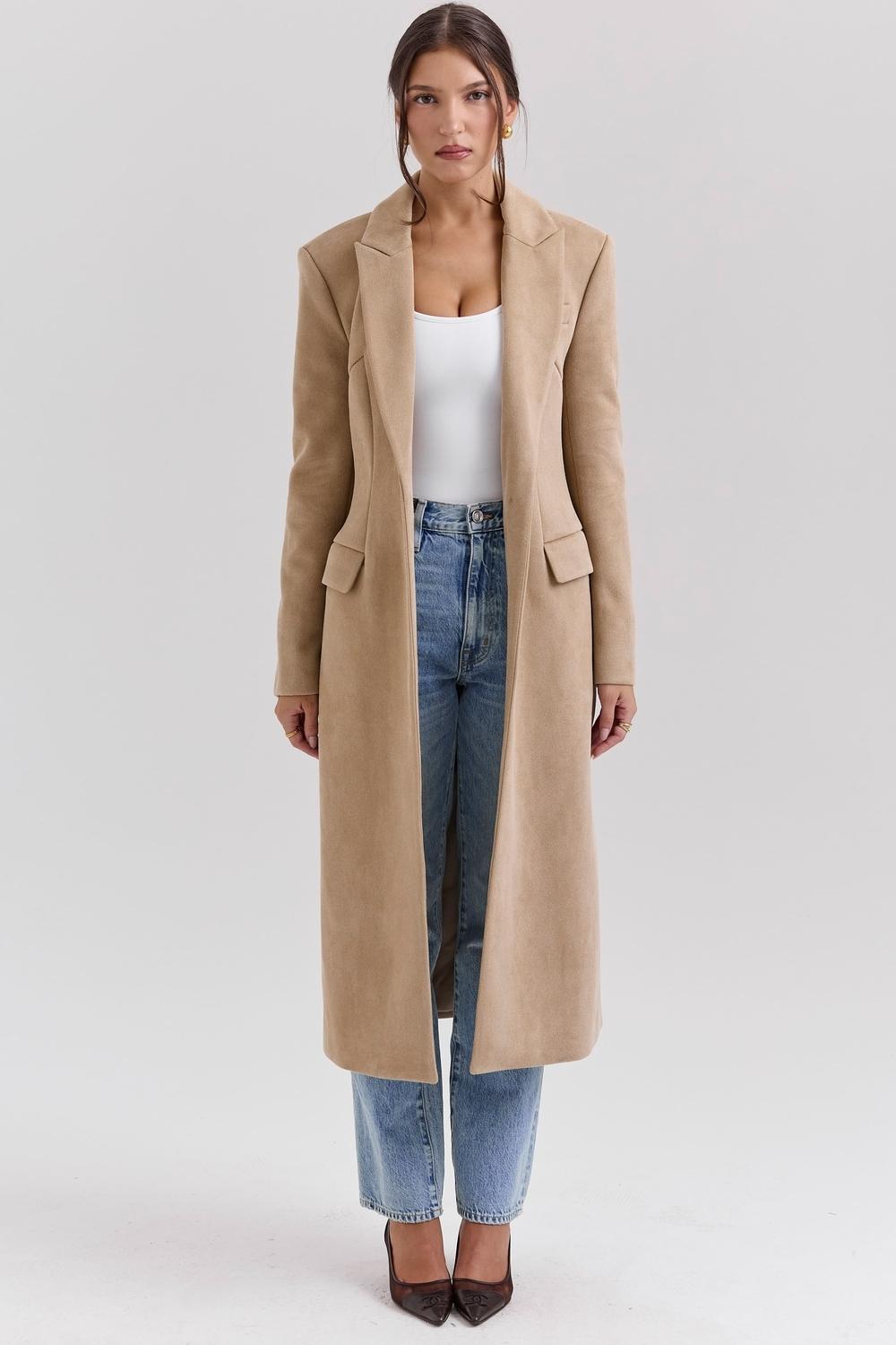 Remi Camel Single Breasted Long Coat Product Image