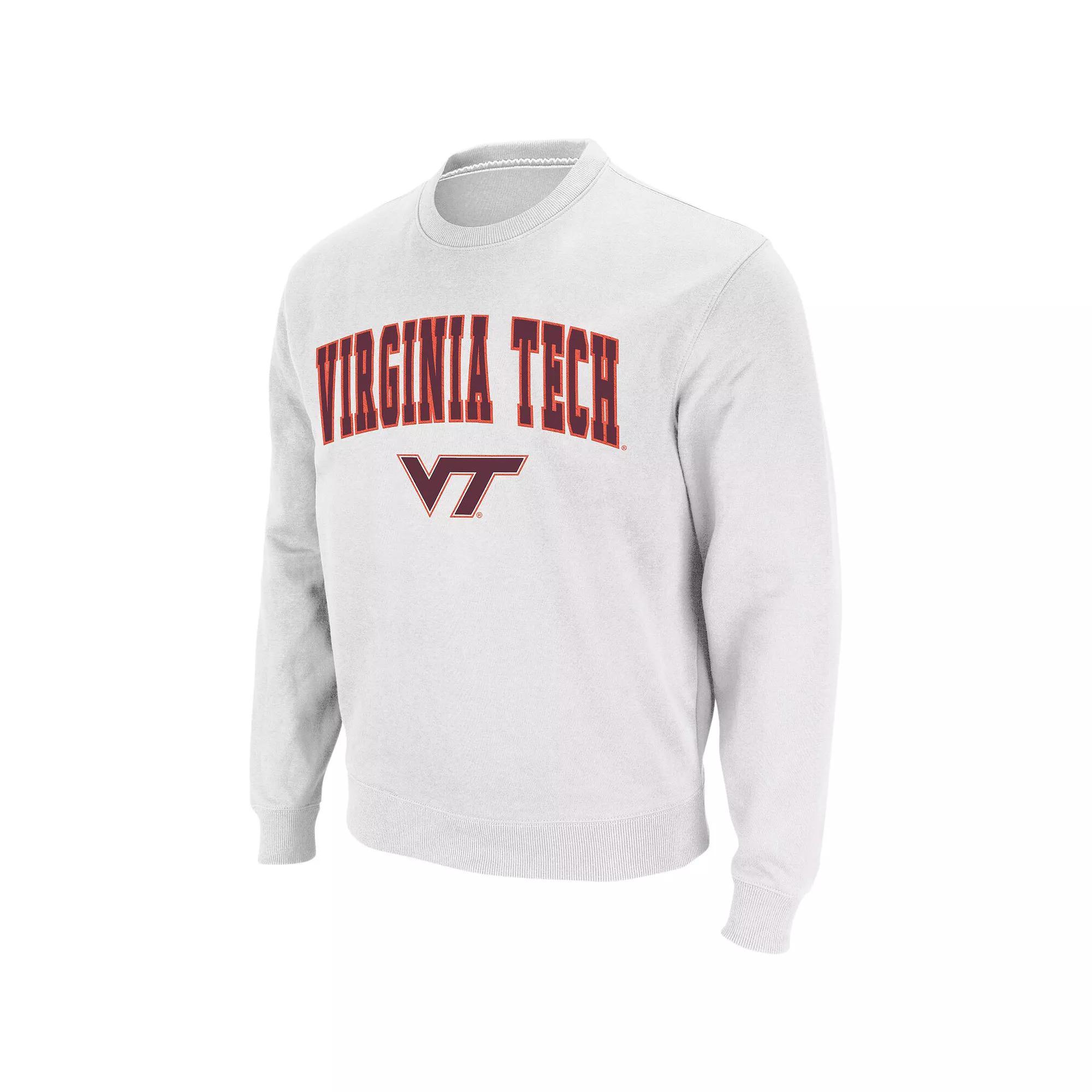 Men's Colosseum White Virginia Tech Hokies Arch & Logo Crew Neck Sweatshirt, Size: 2XL Product Image