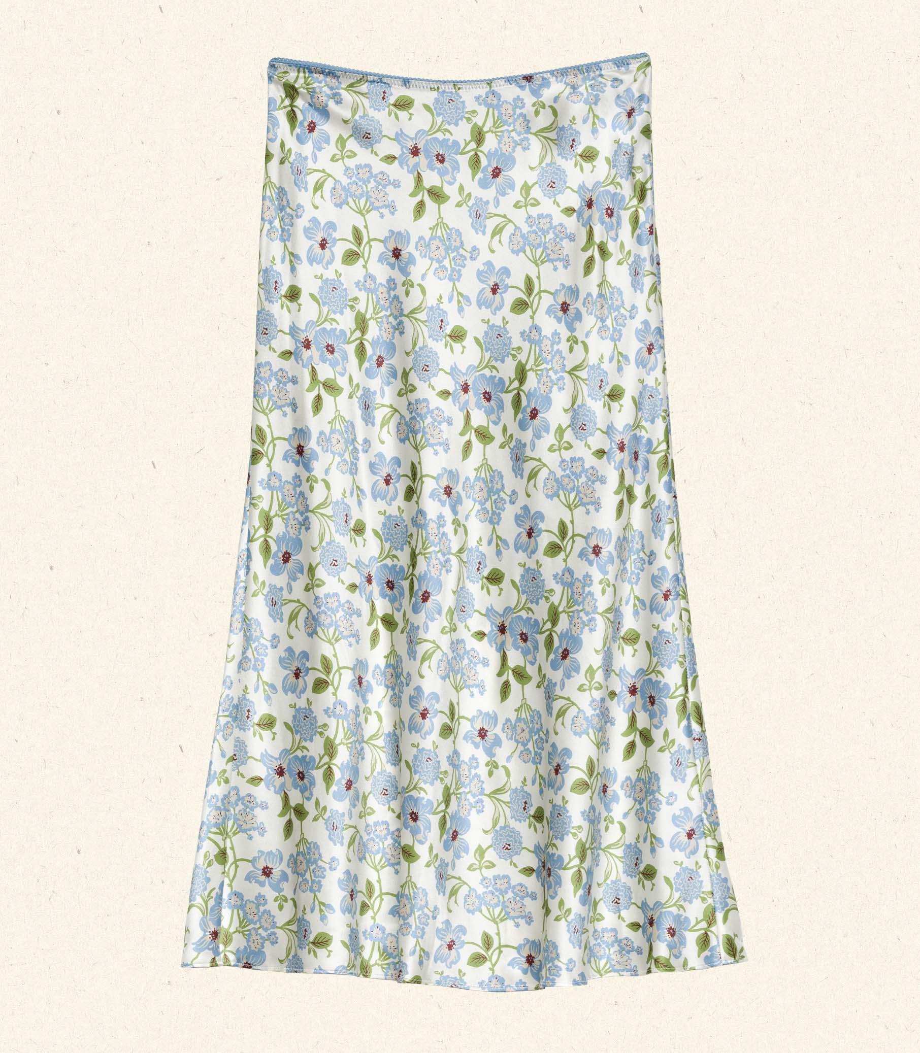 ELOWENA SKIRT -- IVORY STRAWBERRY MOON FLORAL Product Image