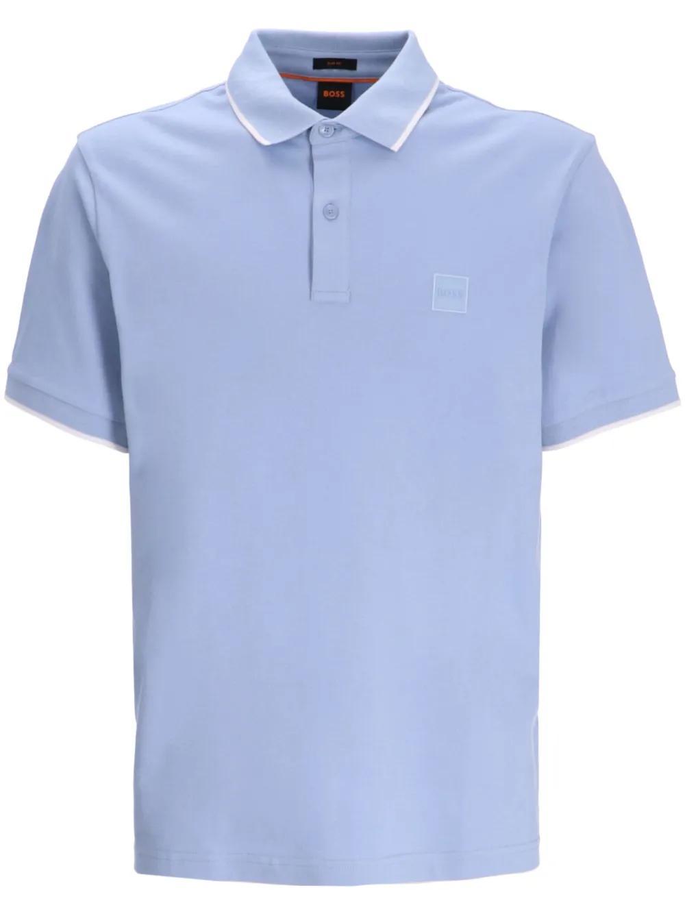 HUGO BOSS Logo-patch Polo Shirt In Blue Product Image