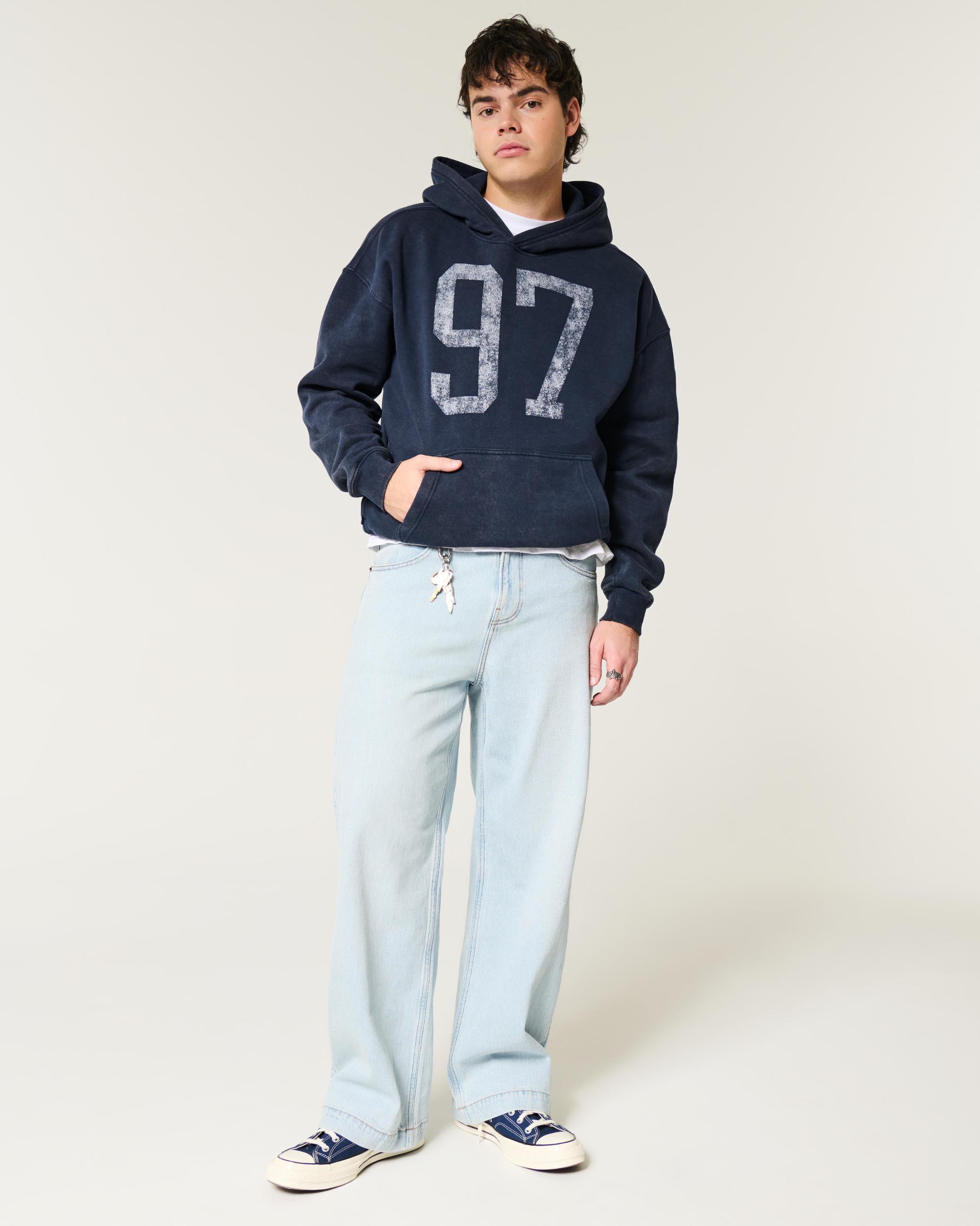 Hollister Feel Good Fleece Boxy Camo Hoodie Product Image
