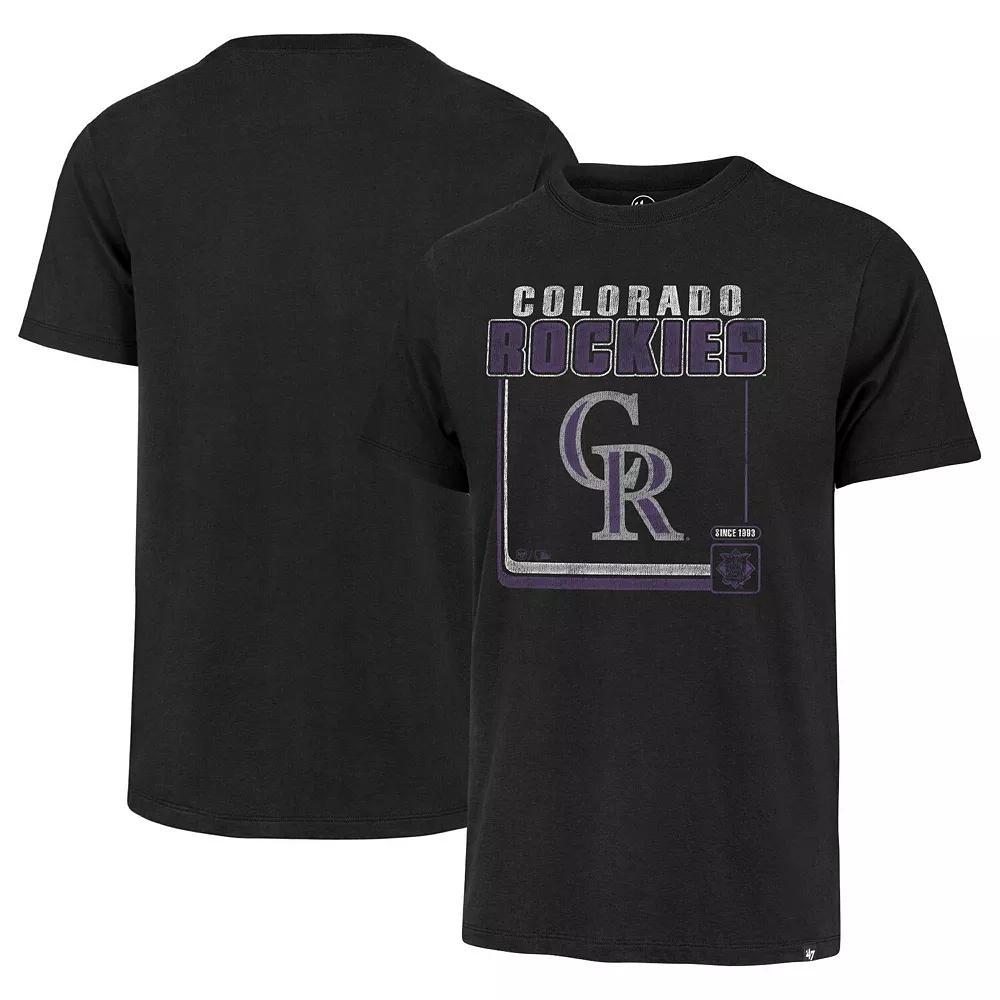 Men's '47  Black Colorado Rockies Cooperstown Collection Borderline Franklin T-Shirt, Size: Large Product Image