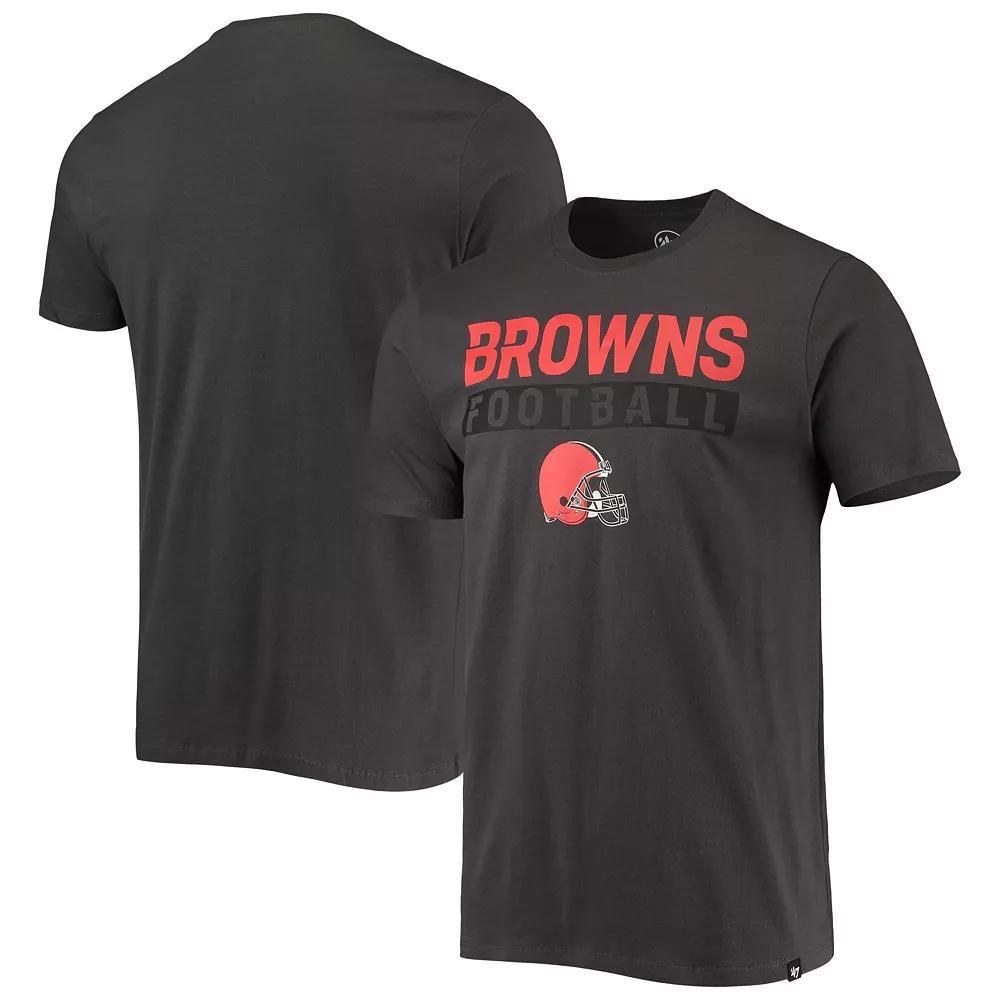 Men's '47 Charcoal Cleveland Browns Dark Ops Super Rival T-Shirt, Size: Small Product Image