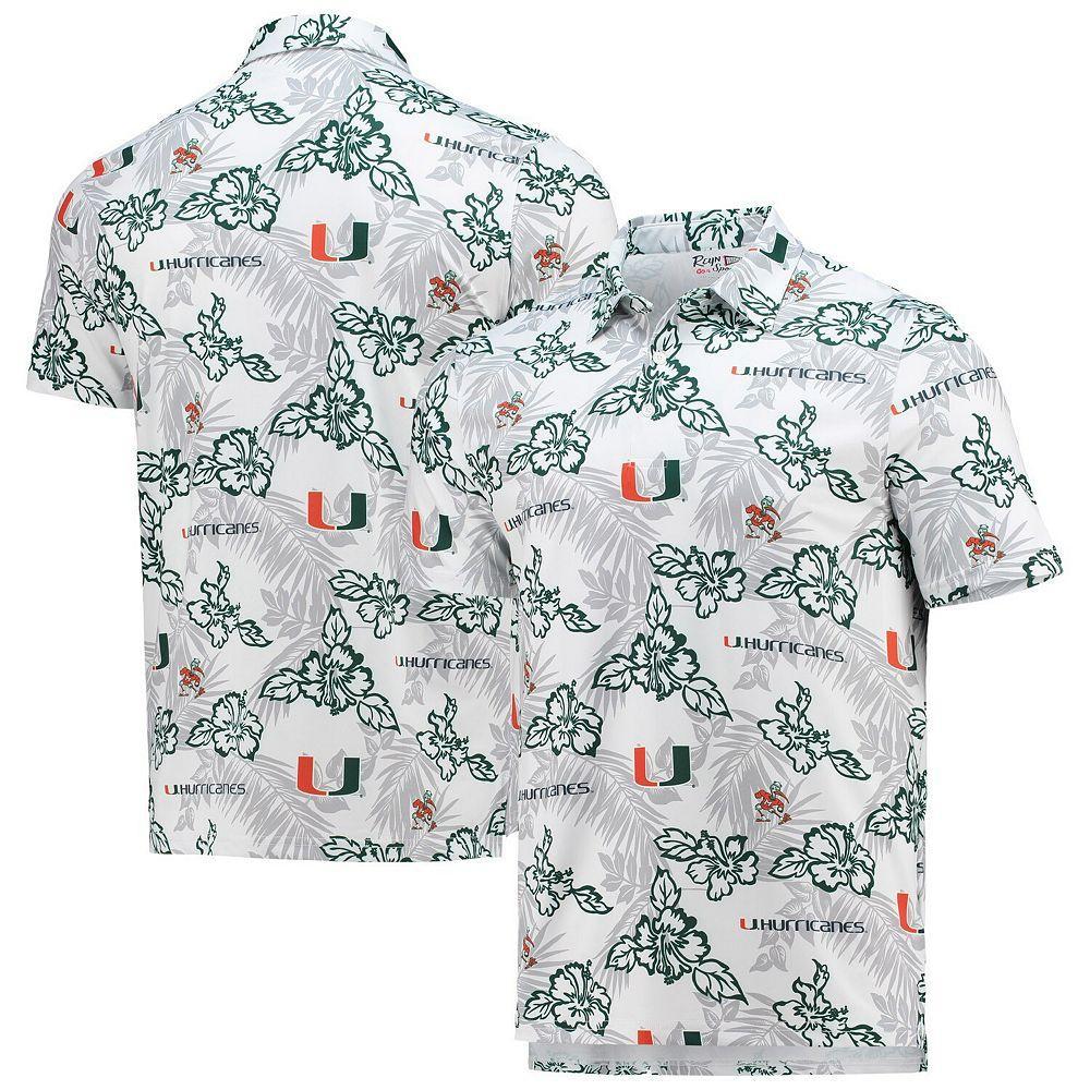 Men's Reyn Spooner White Miami Hurricanes Performance Polo, Size: 2XL Product Image