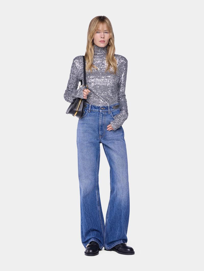 TURTLENECK TOP IN SEQUINS Product Image