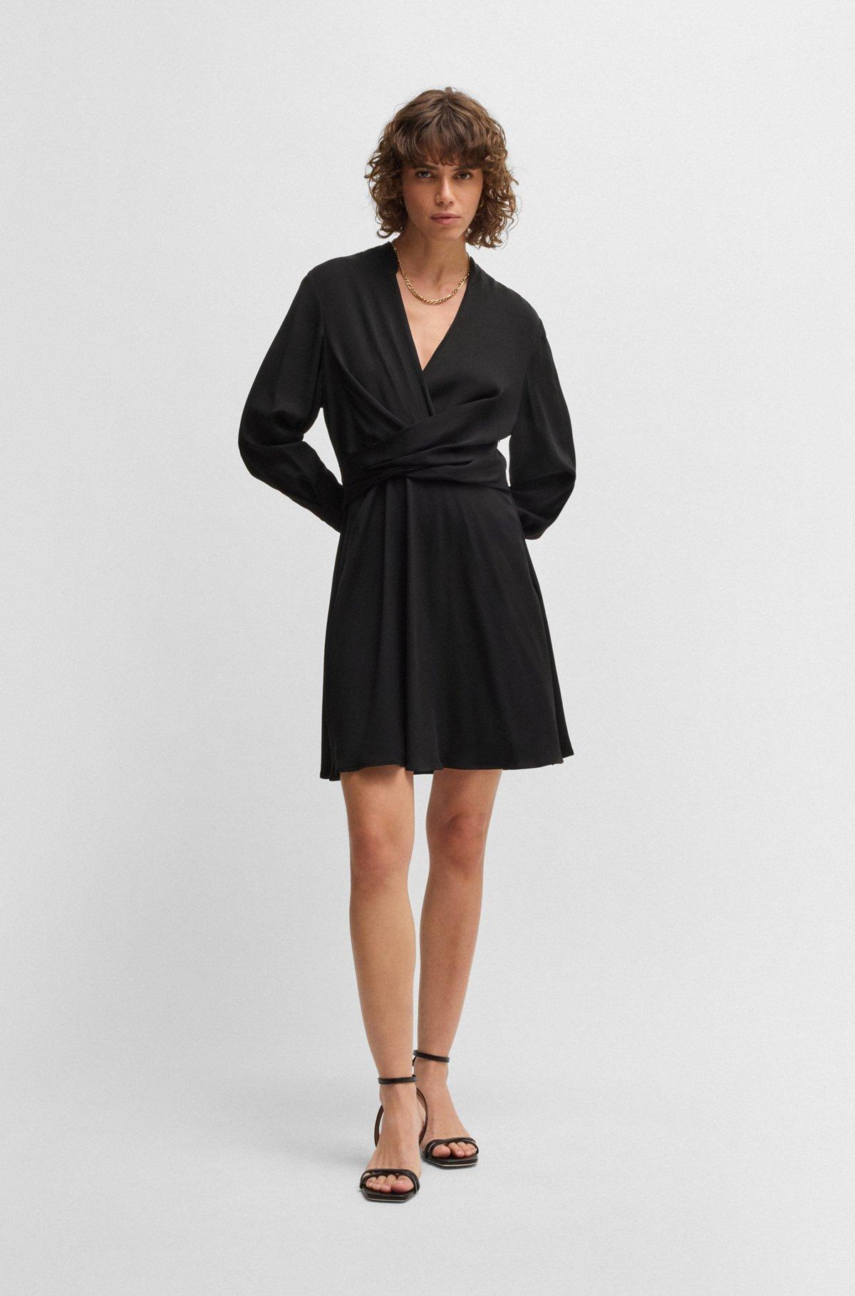 Wrap-front dress with stand collar Product Image