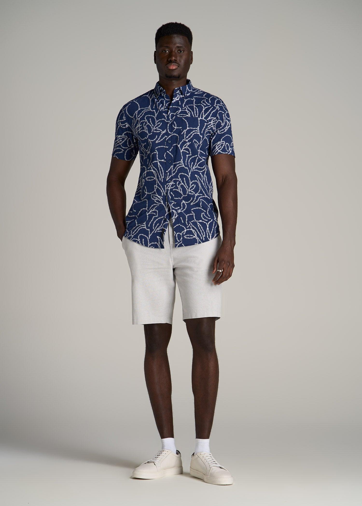 Linen Shorts For Tall Men in Burnt Orange Product Image