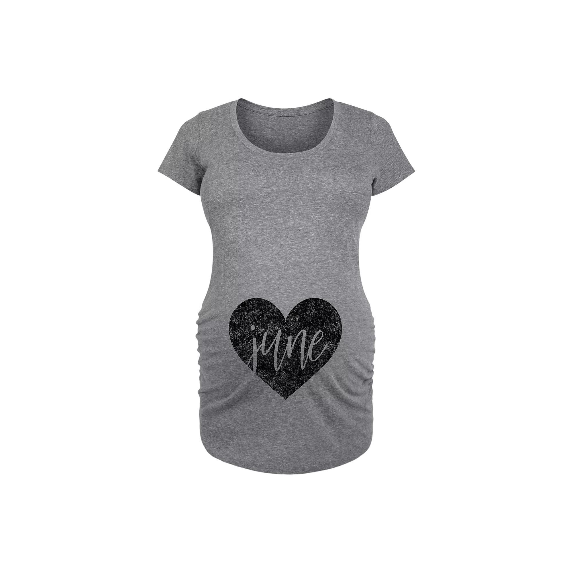 Maternity Heart June Graphic Tee, Womens Grey Dark Red Product Image