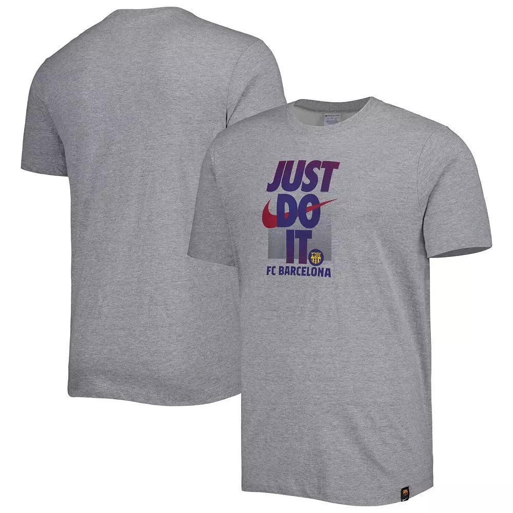Men's Nike Gray Barcelona Just Do It T-Shirt, Size: Small, Bar Grey Product Image