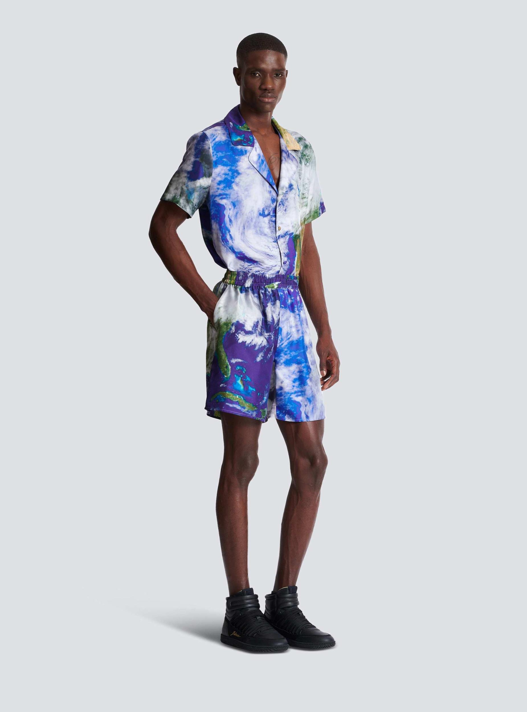 Silk shorts with Earth print Product Image