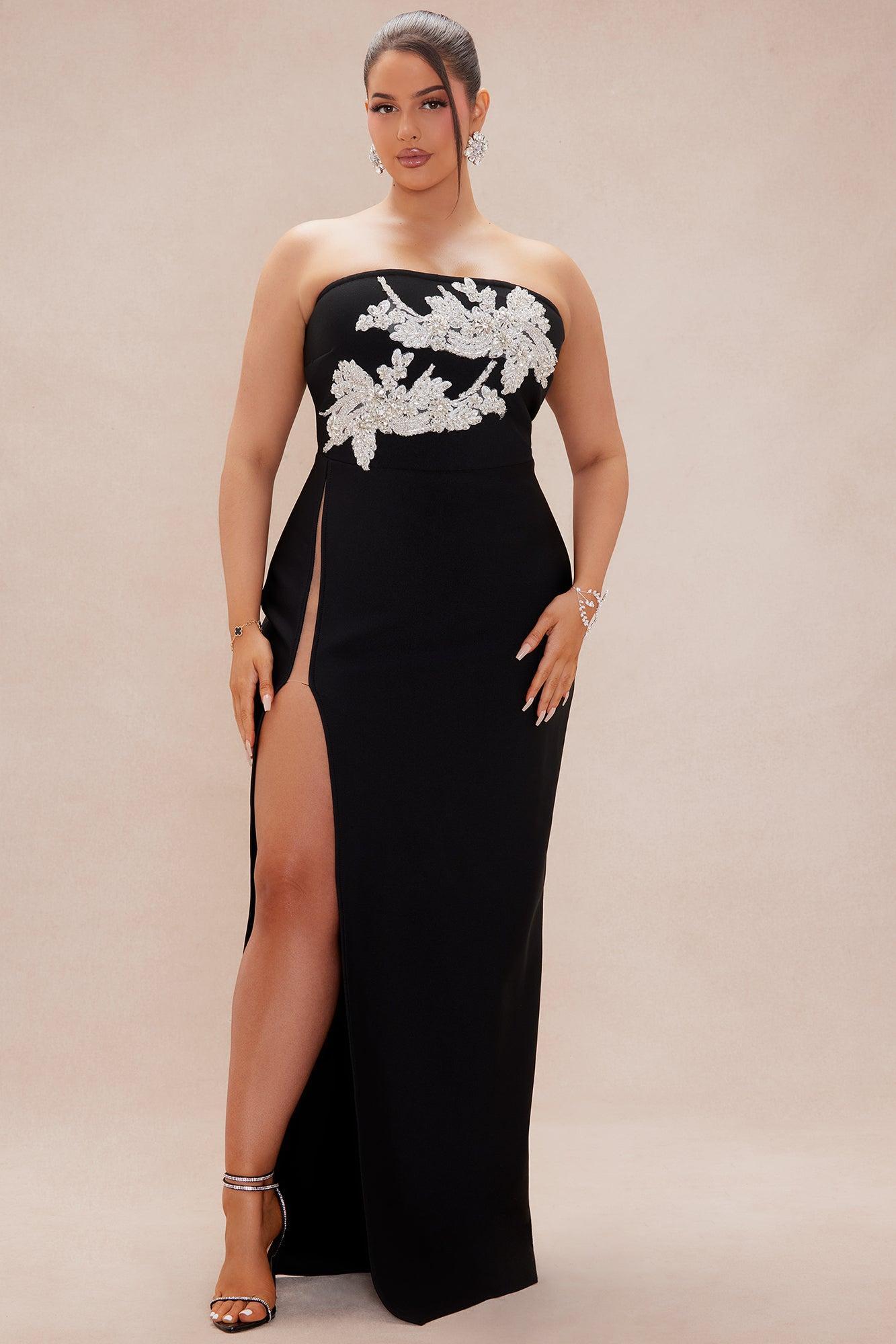 Mia Embellished Bandage Maxi Dress - Black Product Image