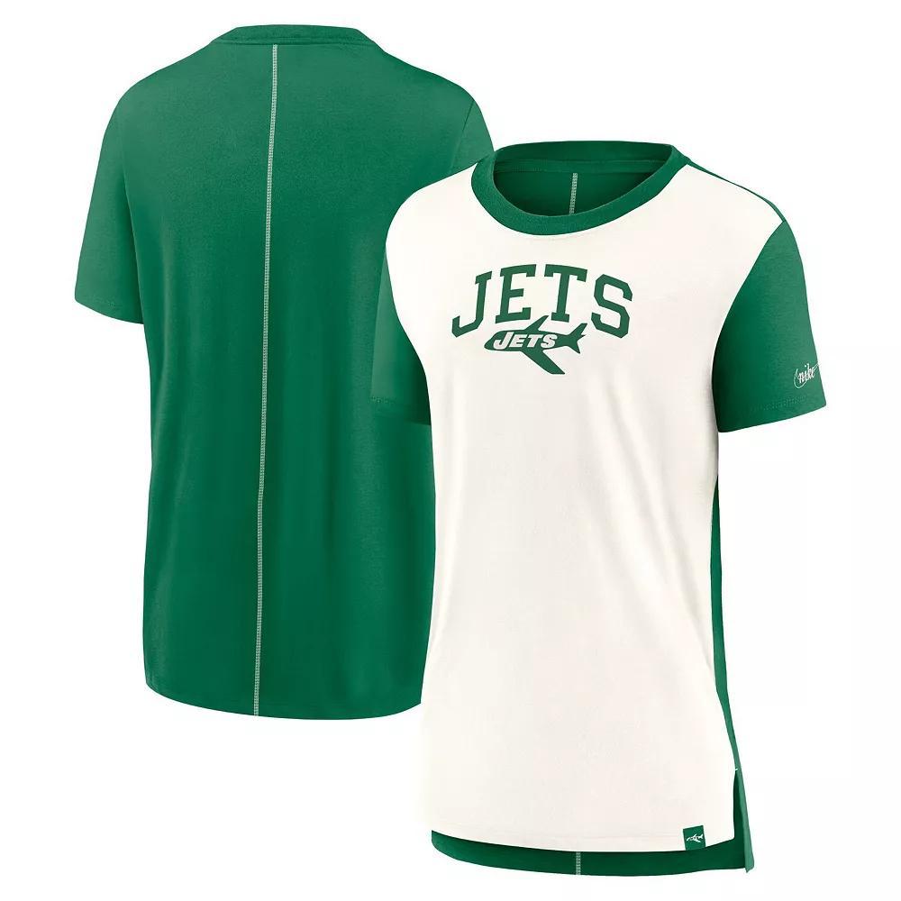Women's Nike Cream/Kelly Green New York Jets Wordmark Tri-Blend T-Shirt, Size: Small, Beige Product Image