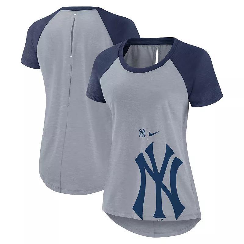 Women's Nike Heather Gray Tampa Bay Rays Summer Breeze Raglan Fashion T-Shirt, Size: 2XL, Grey Product Image